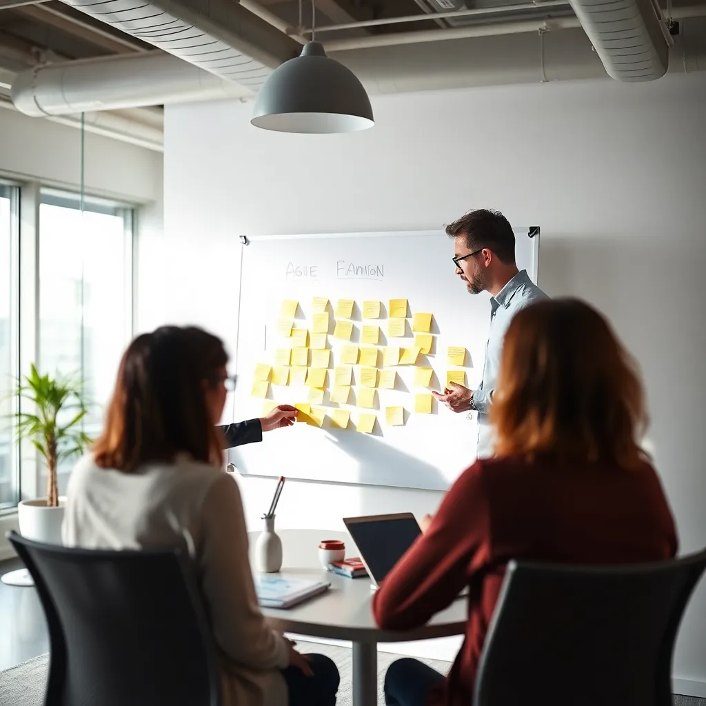 Veranderingsmanager presenteert adaptatiestrategie aan team