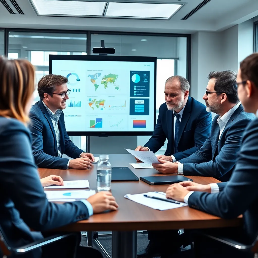 Nederlandse professionals bespreken veranderingsstrategie in moderne vergaderruimte